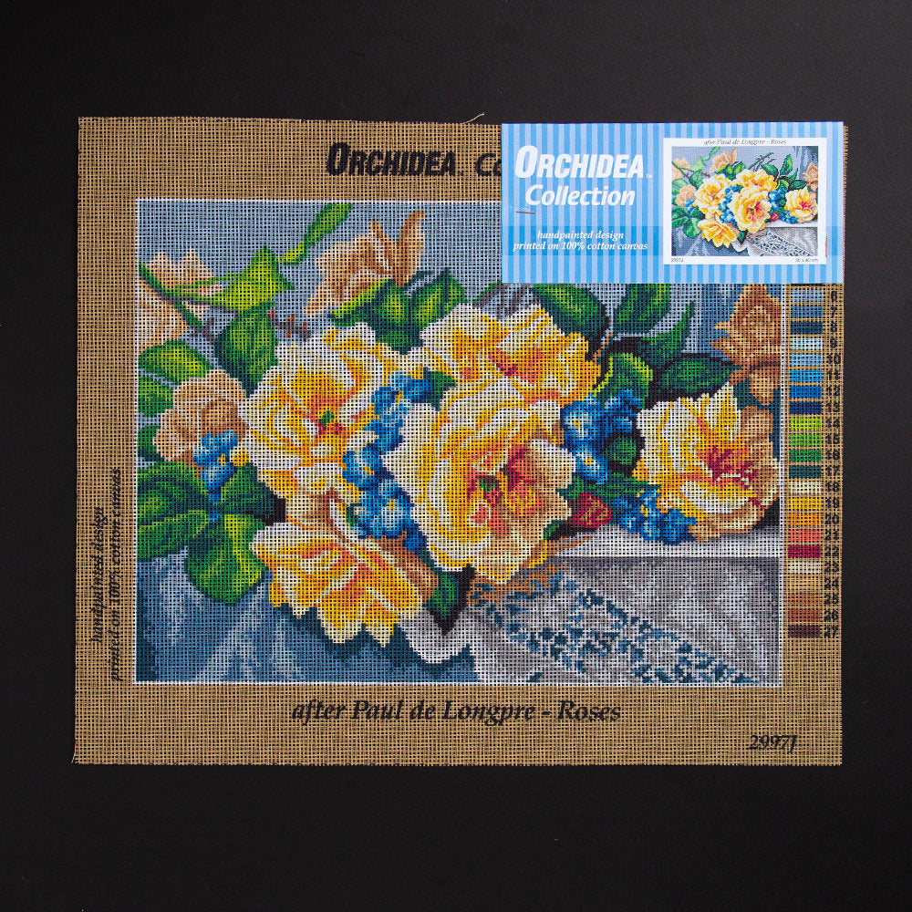 ORCHİDEA 30 x 40 cm Sarı Güller Baskılı Goblen 2997J